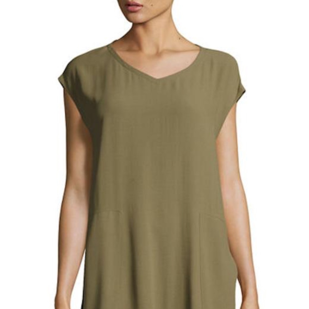 EILEEN FISHER NEW V NECK TUNIC BLOUSE